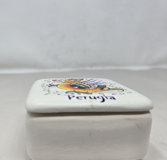 Italian Dragon Perugia Trinket Square Dish Hand Made & Painted Vibrant Unique - Picture 6 of 11